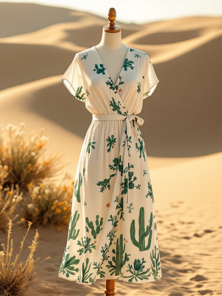 Desert Bloom Hemp Wrap Dress – Sunkissed Serenity Edition