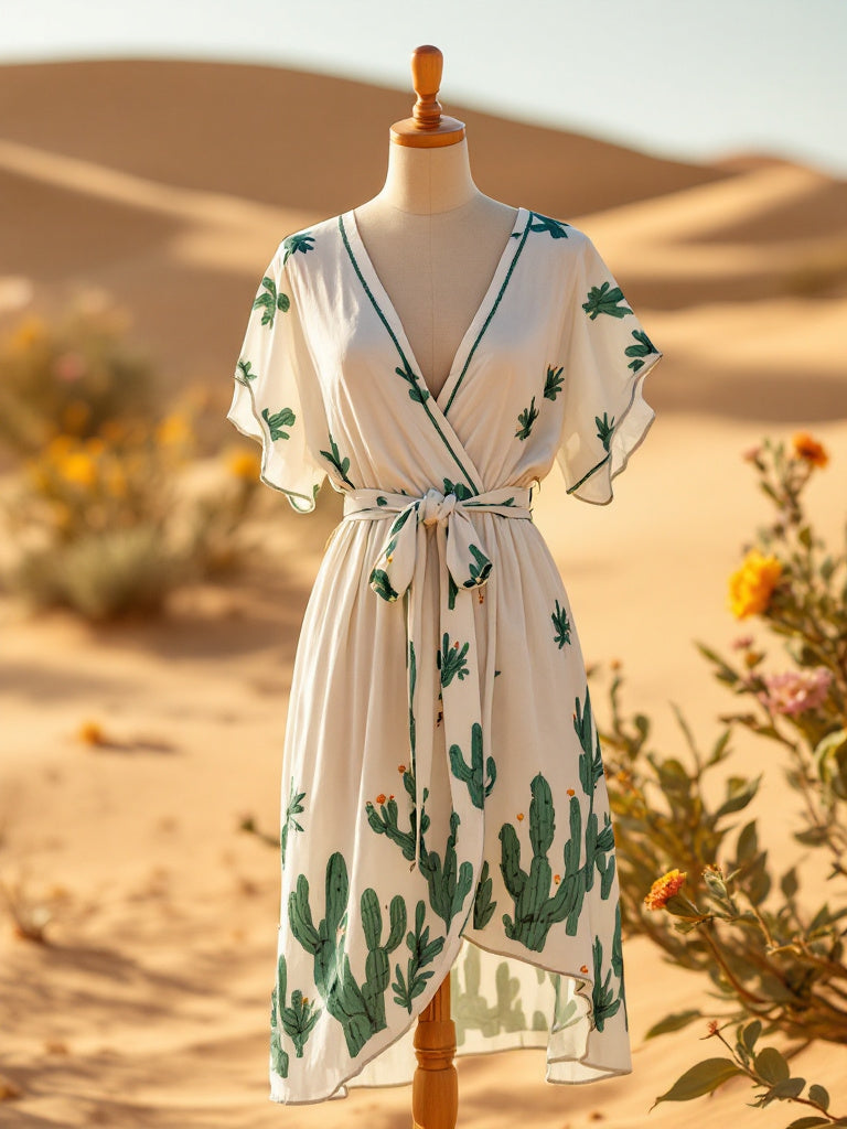 Desert Bloom Hemp Wrap Dress – Oasis Edition